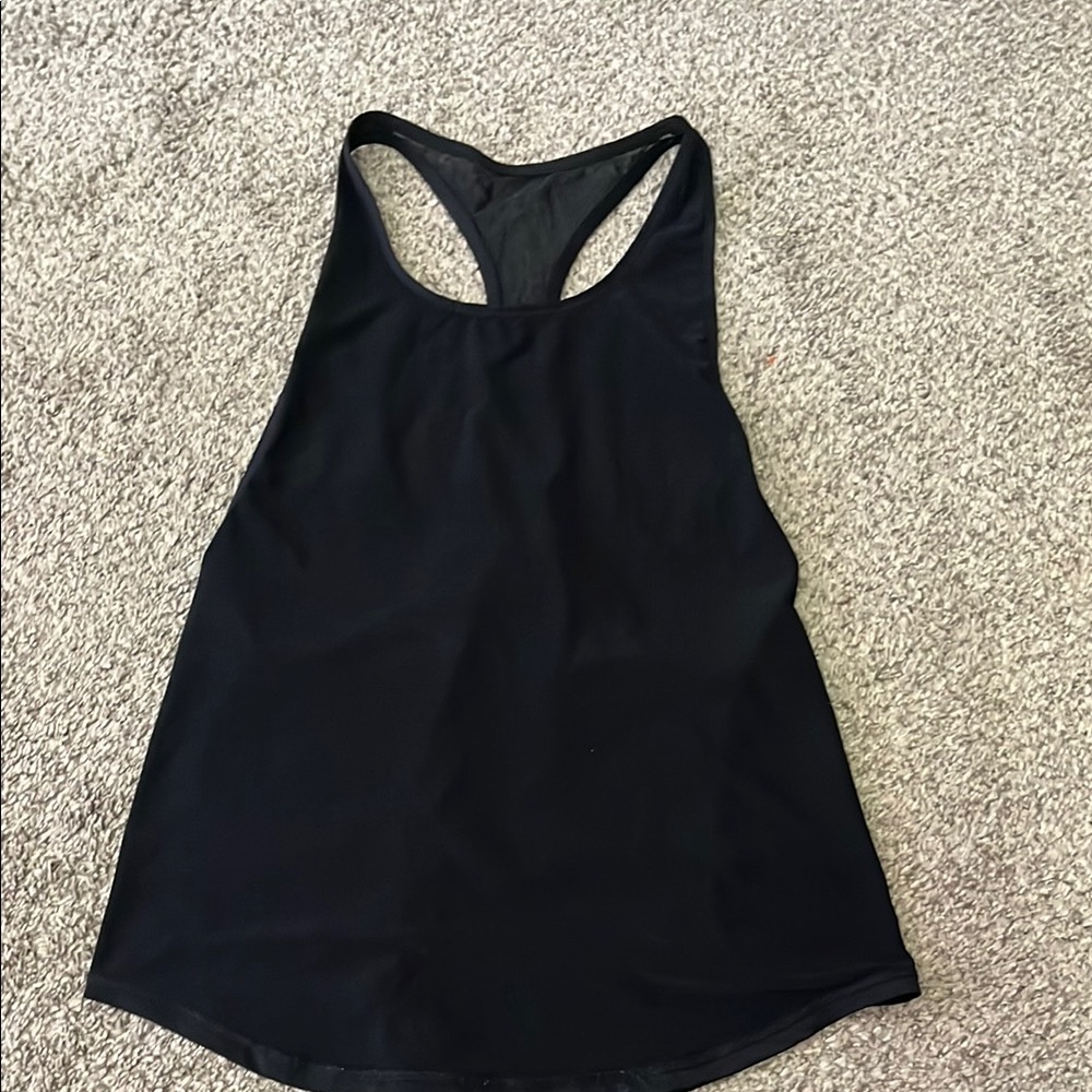 Black Racerback Tank Top with mesh back size s pit to pit is 14